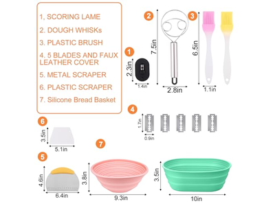 Корзина для расстойки из пластика и ротанга, набор для хлеба, контейнер для стартера, ферментация, синий