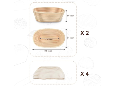 Набор корзин для расстойки для домашних пекарей, хлеб на закваске, оптовая продажа баннетонов