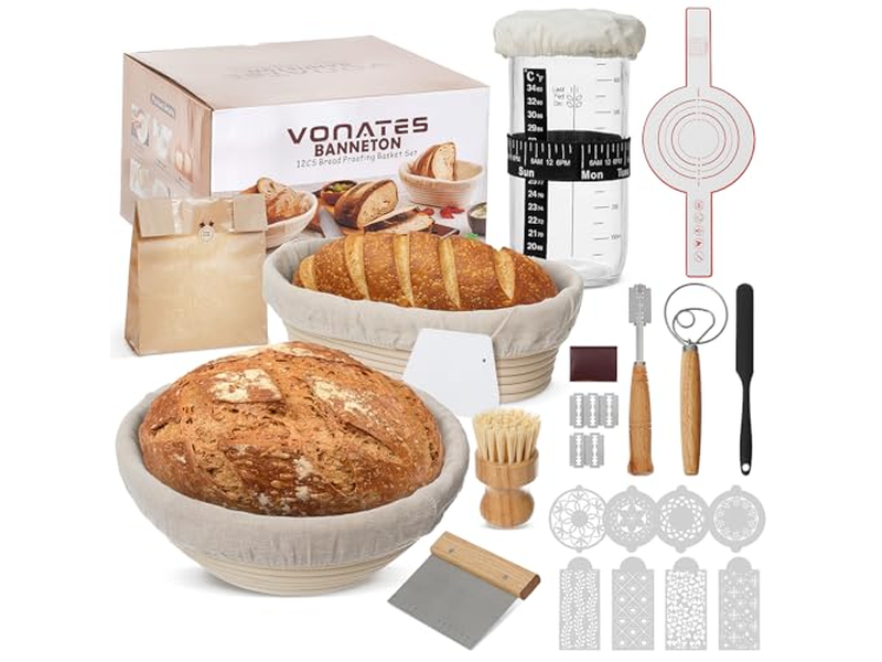 Ротанговая хлебная корзина с крышкой и вкладышем, инструмент для расстойки закваски