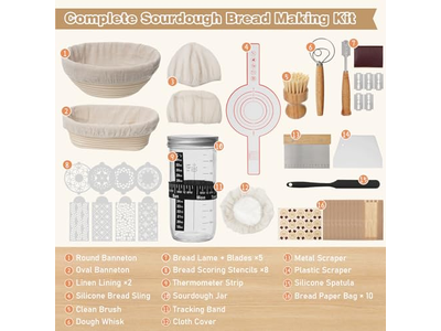 Ротанговая хлебная корзина с крышкой и вкладышем, инструмент для расстойки закваски